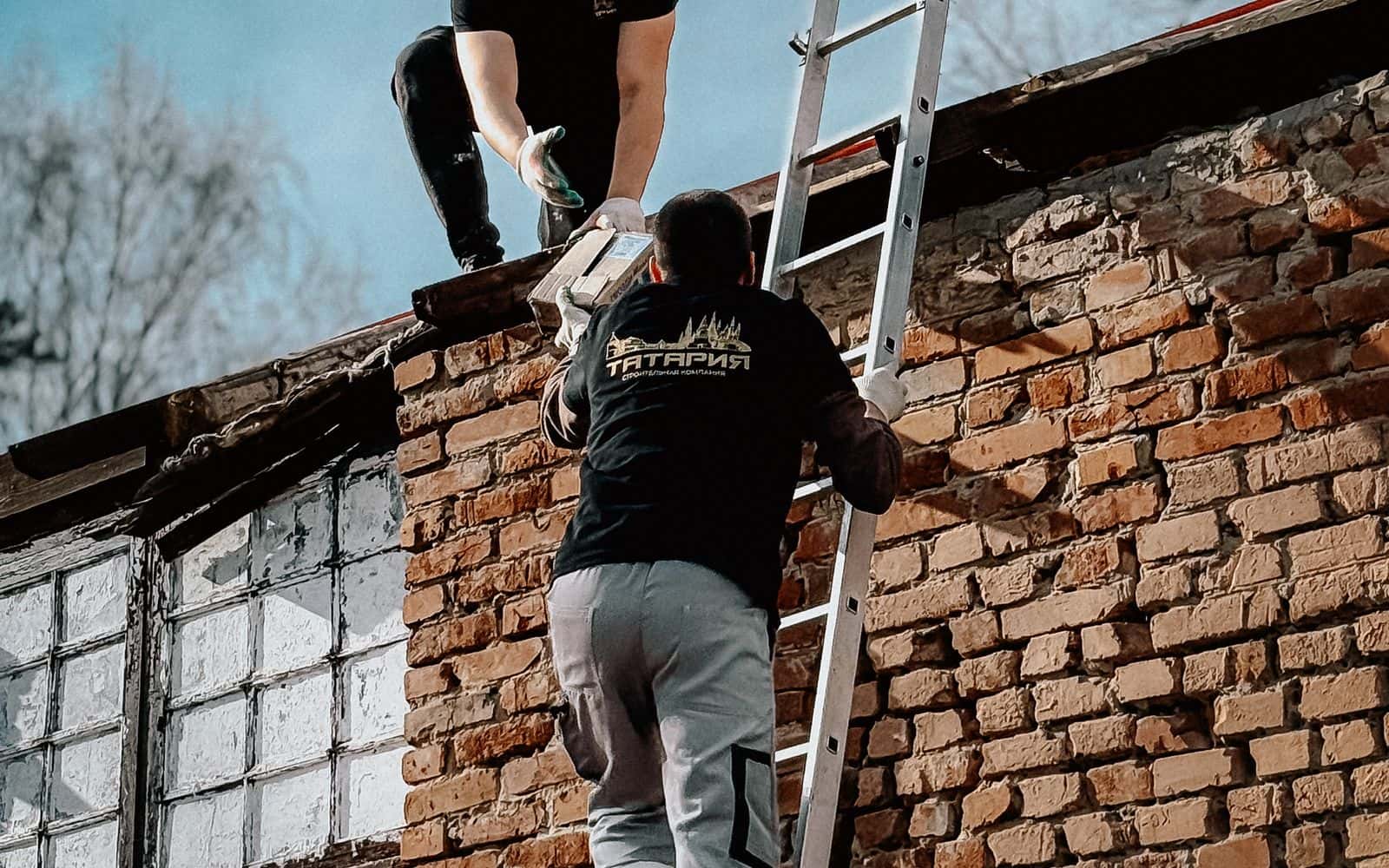 Storm-damage chimney repair on a West Palm Beach home after a hurricane
